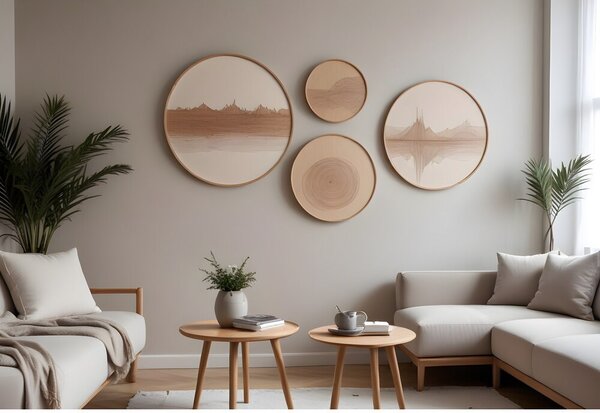 Elegáns dekoratív keretes MDF festmények (4 db) | 100% tömör fa, 1,5 cm vastag | Méretek: 45x45, 36x36, 27x27, 18x18 cm | Tökéletes otthoni dekorációhoz