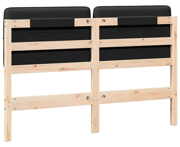 VidaXL Kárpitozott fejtámla Barna és fekete 160 cm Tömör fenyőfa