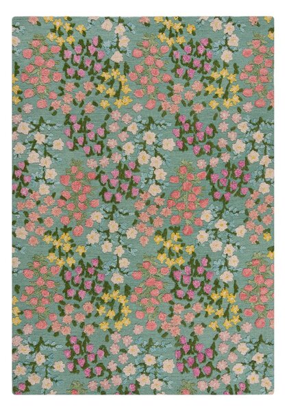 Mentazöld kézi szövésű gyapjú szőnyeg 200x290 cm Emilia Floral – Flair Rugs