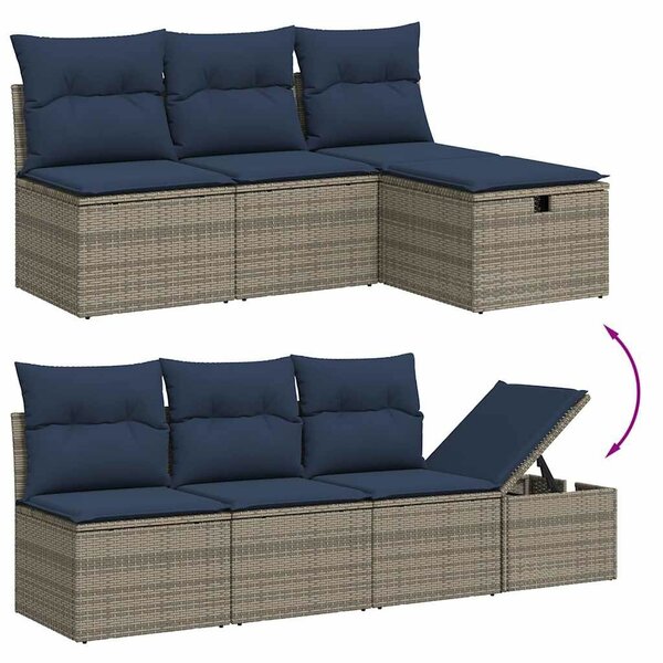 VidaXL 8 db szürke polyrattan kerti kanapégarnitúra párnákkal