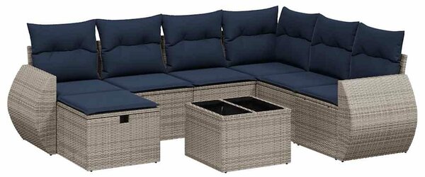 VidaXL 8 db szürke polyrattan kerti kanapégarnitúra párnákkal