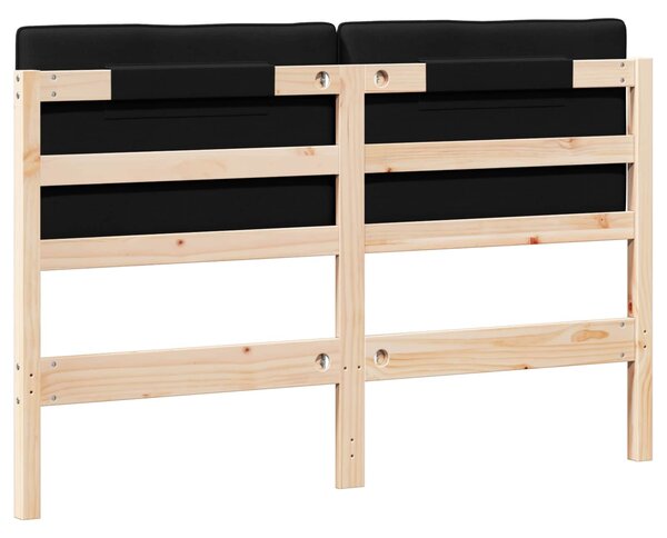 VidaXL Kárpitozott fejtámla Barna és fekete 150 cm Tömör fenyőfa