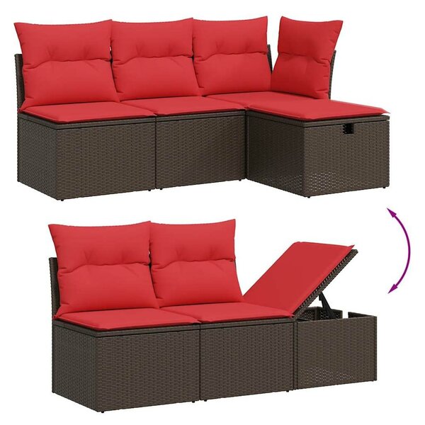 VidaXL 6 db barna polyrattan kerti kanapégarnitúra párnákkal
