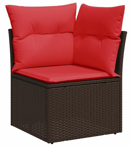 VidaXL 9 db barna polyrattan kerti kanapégarnitúra párnákkal