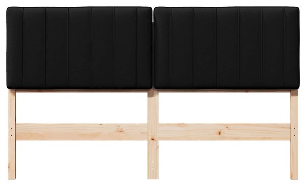 VidaXL Kárpitozott fejtámla Barna és fekete 150 cm Tömör fenyőfa