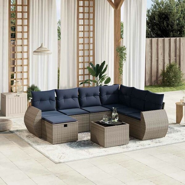 VidaXL 8 db szürke polyrattan kerti kanapégarnitúra párnákkal