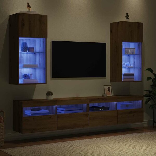 VidaXL Fali TV szekrények 2 pcs Artisan tölgy 40,5 x 30 x 90 cm