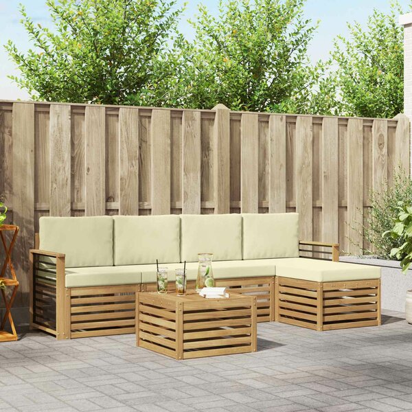 VidaXL Kültéri kanapé szett 6 pcs Fehér és Krém színű 59 x 59 x 37 cm