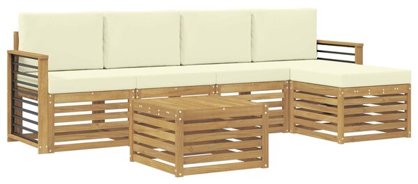 VidaXL Kültéri kanapé szett 6 pcs Fehér és Krém színű 59 x 59 x 37 cm