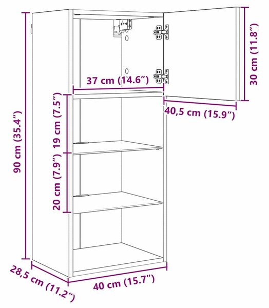 VidaXL Fali TV szekrények 2 pcs Artisan tölgy 40,5 x 30 x 90 cm