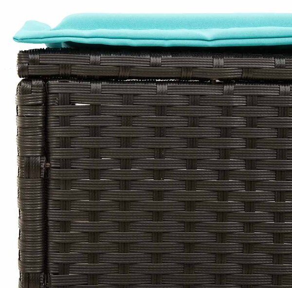 VidaXL fekete polyrattan napozóágy párnával