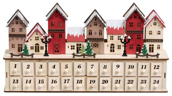 Karácsonyi dekoráció LED VISTERFLO 24 cm Adventi naptár Világosbarna