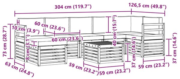 VidaXL Kültéri kanapé szett 8 pcs Fehér és Világosszürke