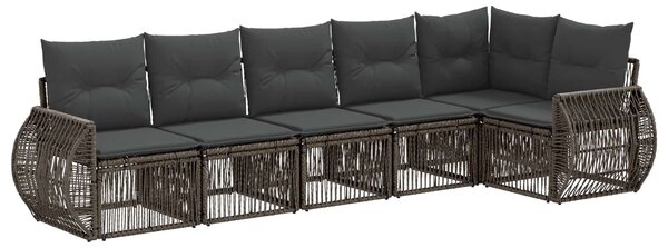 VidaXL Kerti Kanapé Szett 6 pcs Szürke és sötétszürke polirattan
