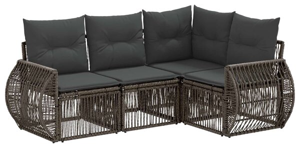 VidaXL Kerti Kanapé Szett 4 pcs Szürke és sötétszürke polirattan