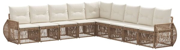 VidaXL Kerti Kanapé Szett 9 pcs Beige és Krémszínű polirattan