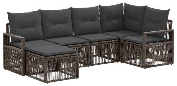 VidaXL Kerti Kanapé Szett 6 pcs Szürke polirattan