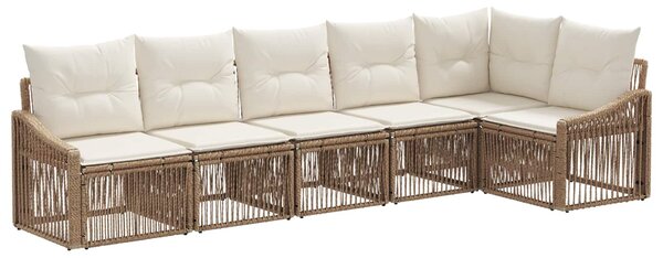 VidaXL Kerti Kanapé Szett 6 pcs Bézs polirattan