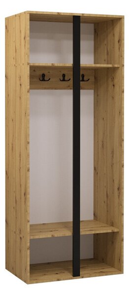 Gardróbszekrény Pinis I, Laminált forgácslap, 186x74x44cm, Fekete, Artisan tölgy