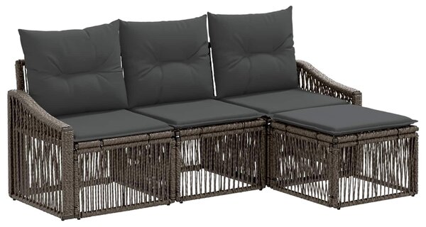 VidaXL Kerti Kanapé Szett 4 pcs Szürke polirattan
