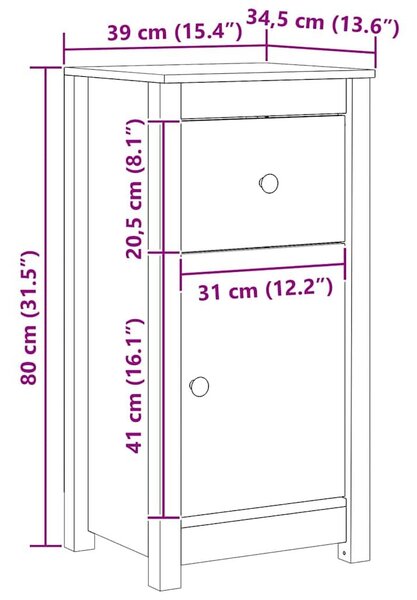 VidaXL Széf fiókkal 2 pcs Faggyú barna 39 x 34,5 x 80 cm Tömör fenyőfa