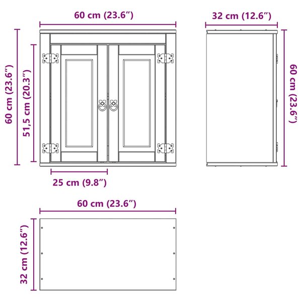 VidaXL Cabinet polcokkal tárolóval Méz 60 x 32 x 40 cm Tömör fenyőfa