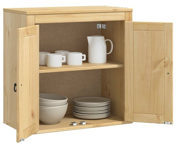 VidaXL Cabinet polcokkal tárolóval Méz 60 x 32 x 40 cm Tömör fenyőfa
