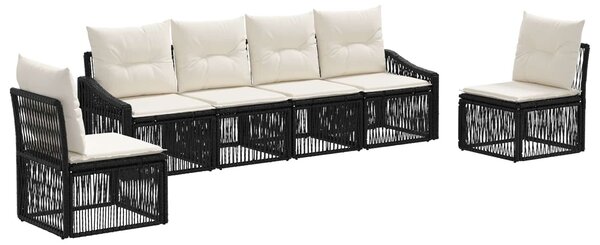 VidaXL Kerti Kanapé Szett 6 pcs Fekete polirattan