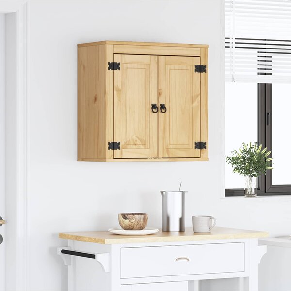 VidaXL Cabinet polcokkal tárolóval Méz 60 x 32 x 40 cm Tömör fenyőfa