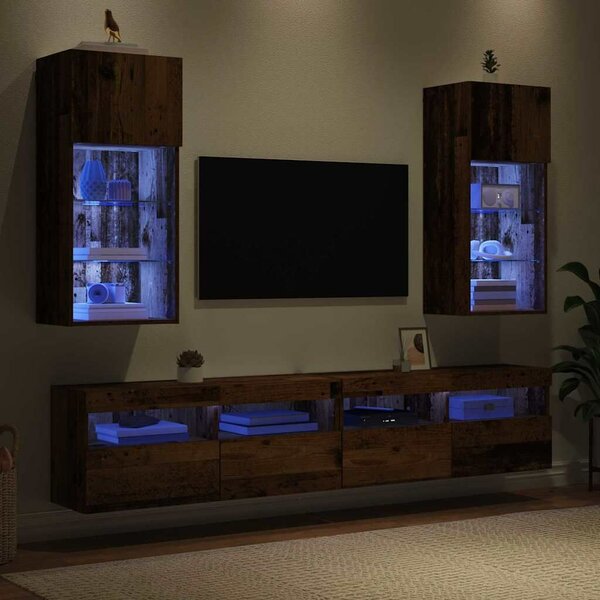 VidaXL Fali TV szekrények 2 pcs Öreg fa 40,5 x 30 x 90 cm Faanyag
