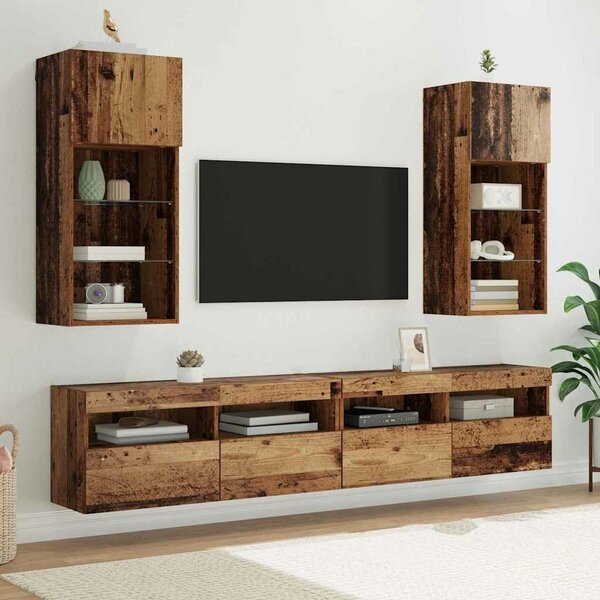 VidaXL Fali TV szekrények 2 pcs Öreg fa 40,5 x 30 x 90 cm Faanyag