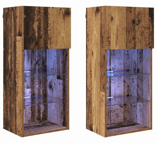 VidaXL Fali TV szekrények 2 pcs Öreg fa 40,5 x 30 x 90 cm Faanyag