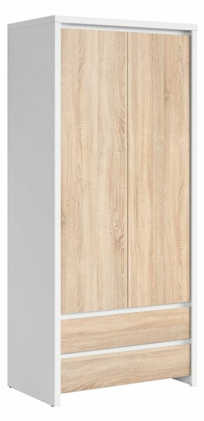 Gardróbszekrény Nolroma 117, Laminált forgácslap, 201x90x56cm, Sonoma tölgy, Fehér