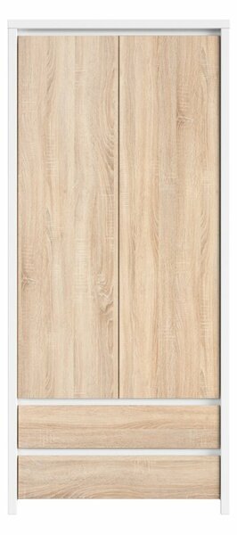 Gardróbszekrény Nolroma 117, Laminált forgácslap, 201x90x56cm, Sonoma tölgy, Fehér