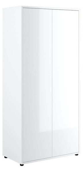 Gardróbszekrény Concept Pro Lenart, Közepes sűrűségű farostlemez, Laminált forgácslap, 218x101x55cm, Fényes fehér, Fehér