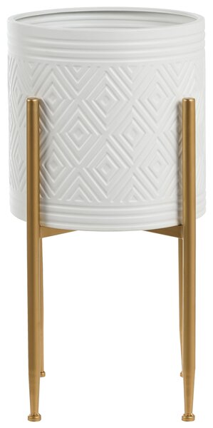 Magasított virágállvány SOLDANELLA Fém 35 cm Fehér