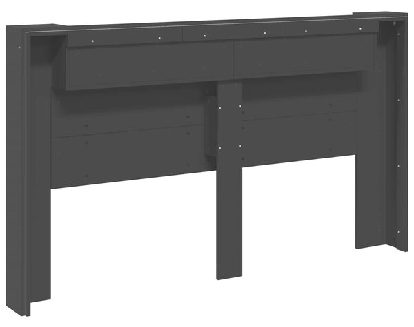 VidaXL Fejtámla LED -es lámpákkal Fekete 180 x 16,5 x 103,5 cm Faanyag