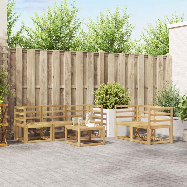 VidaXL Kültéri kanapé szett 6 pcs Fehér 59 x 59 x 37 cm Tömör Akácfa
