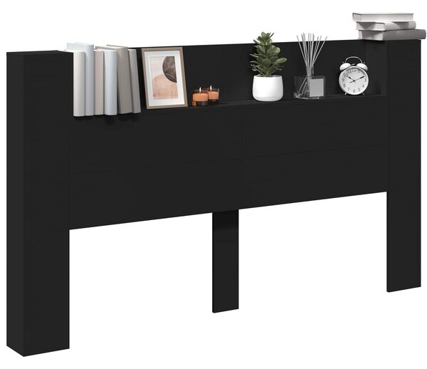 VidaXL Fejtámla LED -es lámpákkal Fekete 180 x 16,5 x 103,5 cm Faanyag