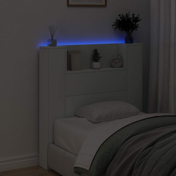 VidaXL Fejtámla LED -es lámpákkal Fehér 100 x 16,5 x 103,5 cm Faanyag