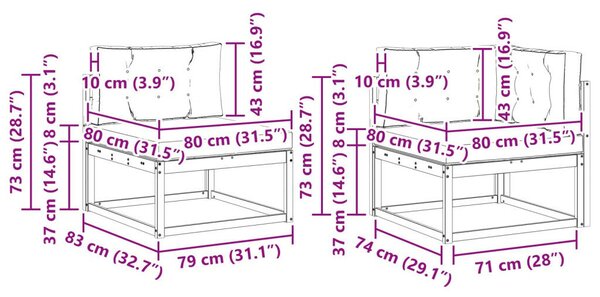 Kültéri kanapé szett párnával 5 pcs Természetes és krémszínű