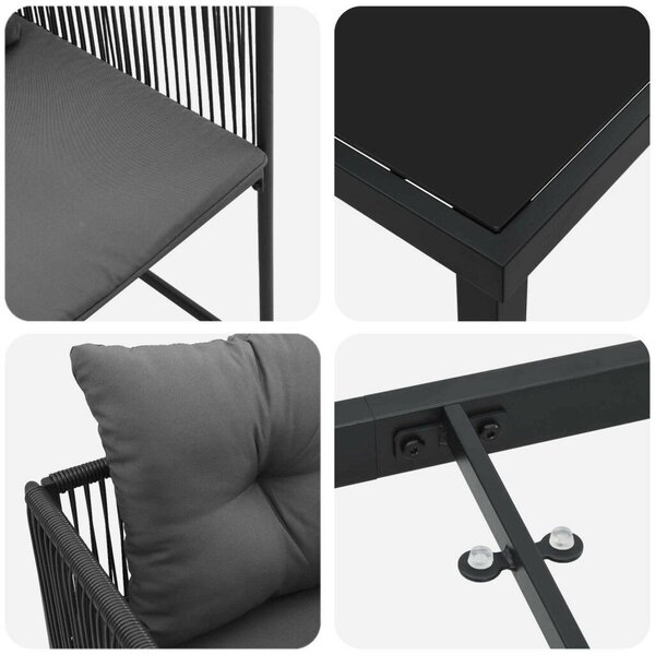Kert étkező szett 5 pcs Fekete és Antracit 140 x 80 x 73 cm