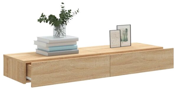 2 db sonoma tölgyszínű TV-szekrény LED-lámpákkal 60x35x15,5 cm