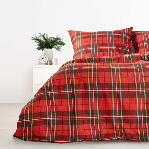 Goldea flanel ágyneműhuzat - piros kockás 140 x 200 és 70 x 90 cm