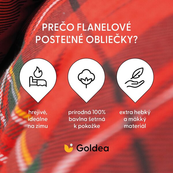 Goldea flanel ágyneműhuzat - piros kockás 140 x 200 és 70 x 90 cm