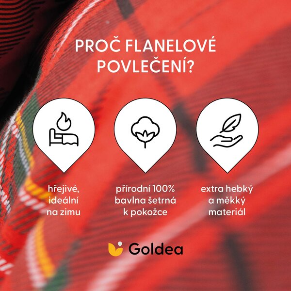 Goldea flanel ágyneműhuzat - piros kockás 140 x 200 és 70 x 90 cm
