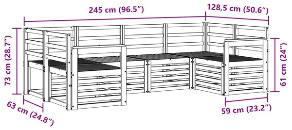 VidaXL Kültéri kanapé szett 6 pcs Fehér 245 x 128,5 x 73 cm