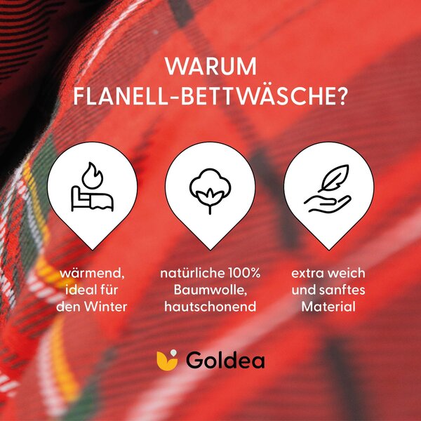 Goldea flanel ágyneműhuzat - piros kockás 140 x 200 és 70 x 90 cm