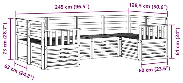 VidaXL Kültéri kanapé szett 6 pcs Fehér 245 x 128,5 x 73 cm
