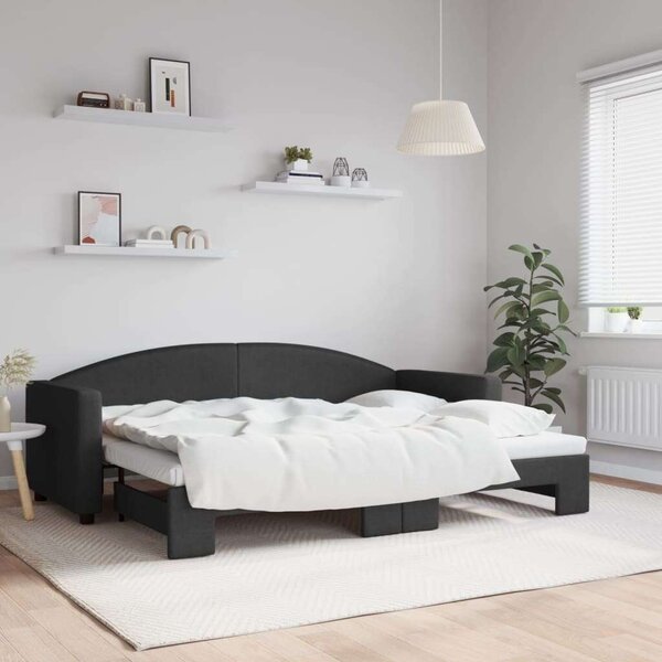 VidaXL fekete kihúzható szövet heverő 80 x 200 cm